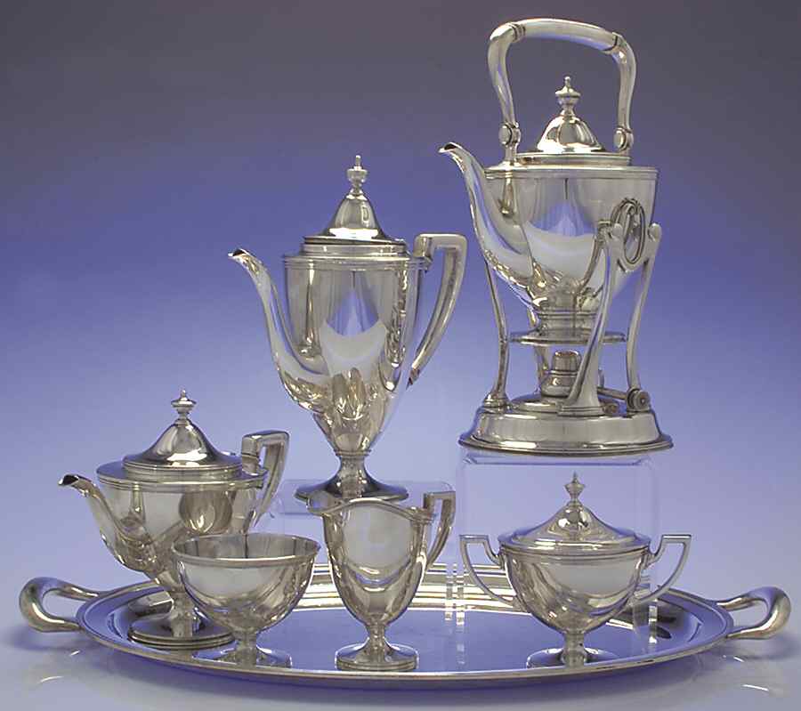 Hamilton (Sterling, Hollowware) 7 Piece Tea Set (SCP, STP, SCR, SSU, SWB, SKES & WTL) by Tiffany & CO SILVER-1