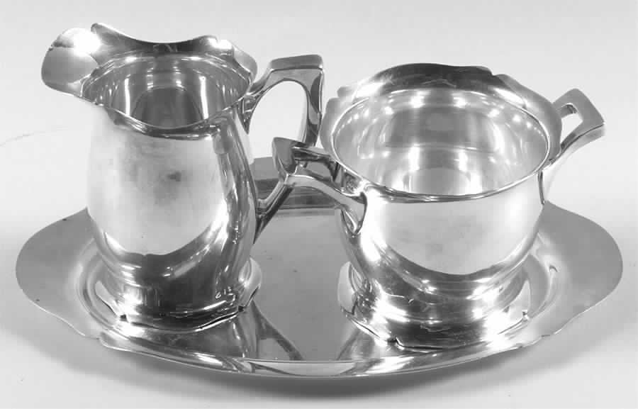 Concord (Sterling, Hollowware) Sterling Creamer, Open Sugar and Tray Set by Tuttle-1