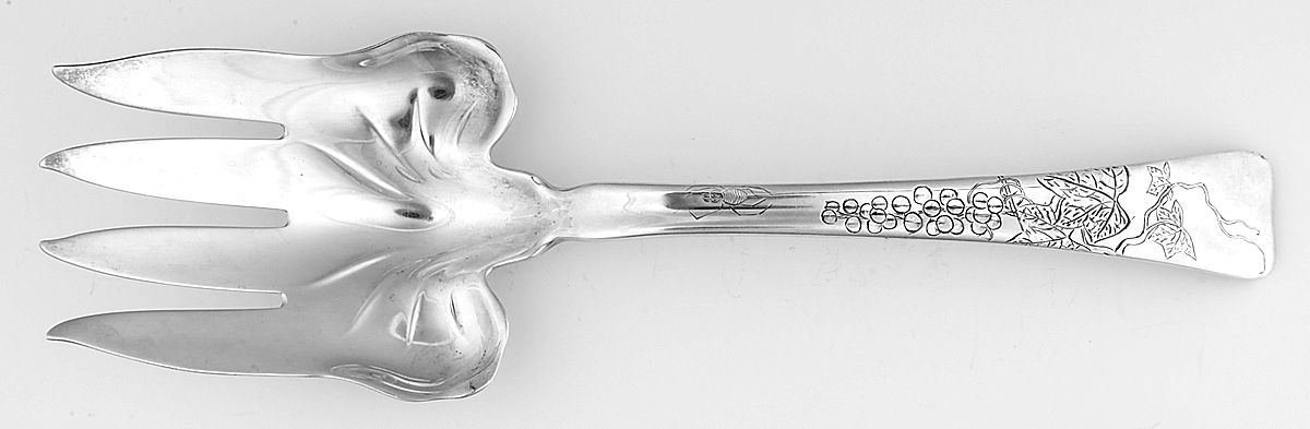 Lap-Over-Edge (Engraved) Large Solid Fish Serving Fork by Tiffany & CO SILVER-1