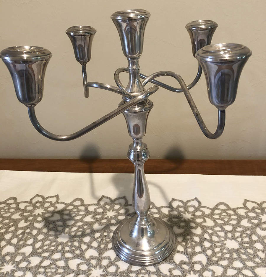 26 (Sterling, Hollowware) Pair of Weighted 5 Light Candelabra by Towle Silver-1
