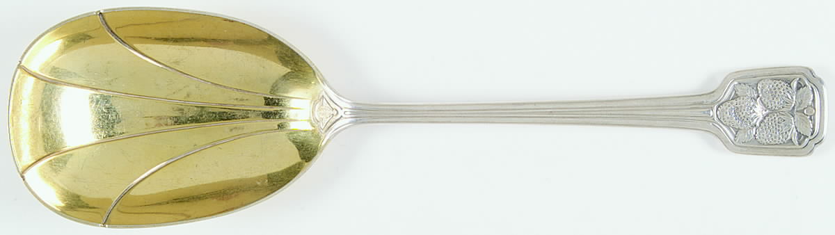 Strawberry (Sterling, Square) Solid Shell Berry/Casserole Spoon by Tiffany & CO SILVER-1