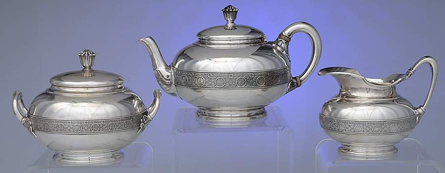 Persian (Sterling, Hollowware) 3 Piece Tea Set (STP, SCR, SSU) by Tiffany & CO SILVER-1