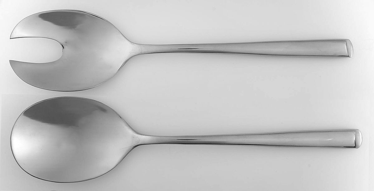 Wave (Stainless) (2 Pc) Solid Salad Set by Towle Silver-1
