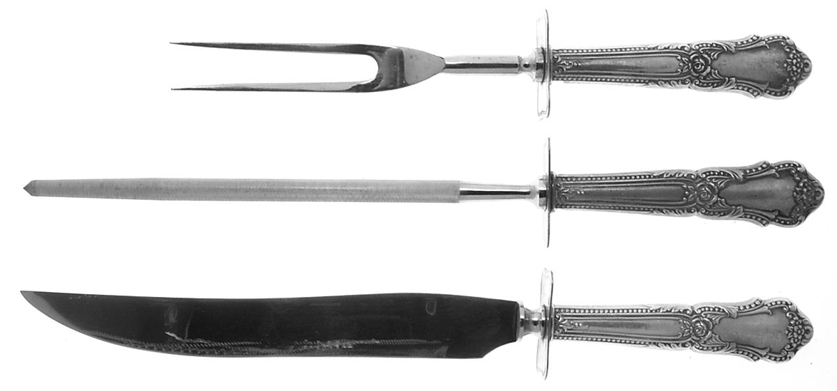 TWS350 (Sterling) Large 3-Piece Roast Carving Set w/ Stainless Blade by Towle Silver-1