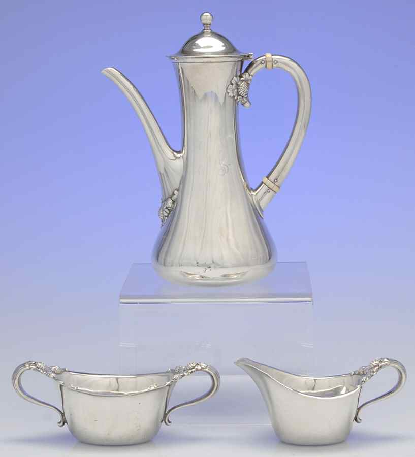 Clover (Sterling, Hollowware Only) 3 Piece Mini Tea Set by Tiffany & CO SILVER-1