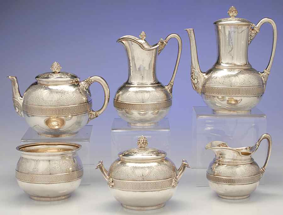 1516 (Sterling, Hollowware) 6 Piece Sterling Tea Set (Waste & Hot Milk) by Tiffany & CO SILVER-1