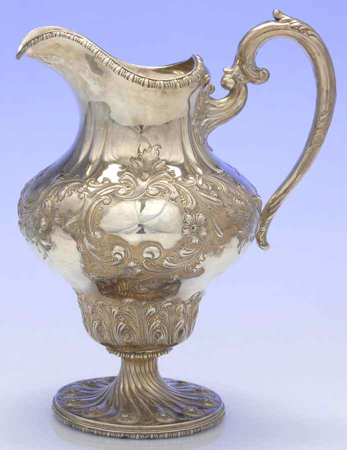1130 (Sterling, Hollowware) Chased Sterling Water Pitcher by Theodore B Starr-1
