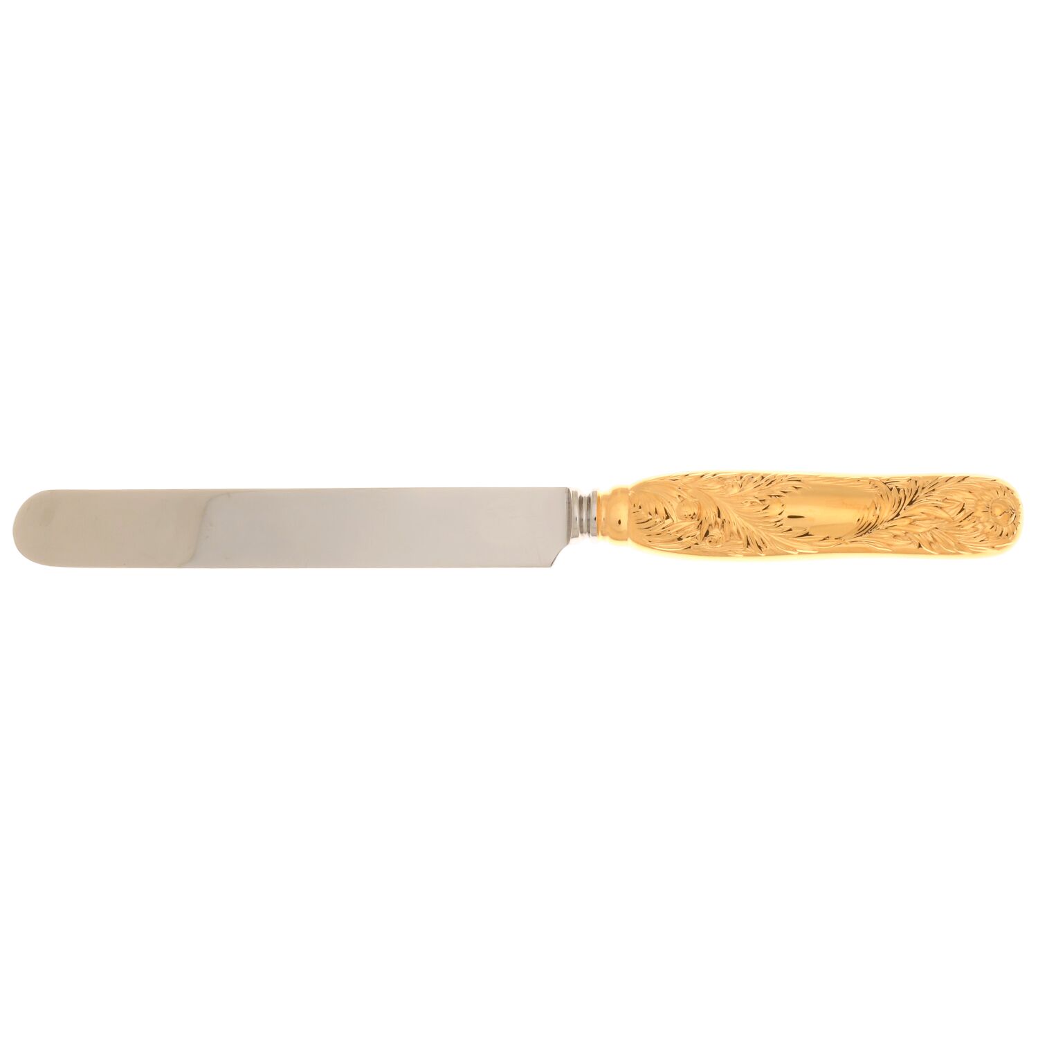 Chrysanthemum Gold (Str, 1880, Gold Vermeil) Blunt Hollow Table Knife with Bolster by Tiffany & CO SILVER-1