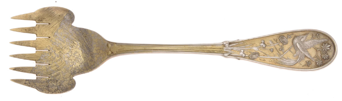 Japanese Gold (Strl, 1871, Gold Vermeil) Small Solid Tined Sardine Serving Fork by Tiffany & CO SILVER-1