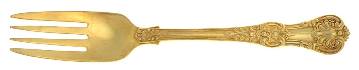 English King Gold (Str, 1885, Gold Vermeil) Pastry Fork by Tiffany & CO SILVER-1