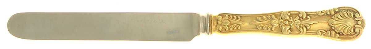 English King Gold (Str, 1885, Gold Vermeil) Dessert/Tea Knife with Stainless Blade by Tiffany & CO SILVER-1