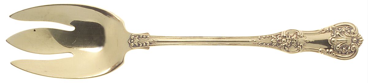 English King Gold (Str, 1885, Gold Vermeil) Solid Salad Serving Fork by Tiffany & CO SILVER-1