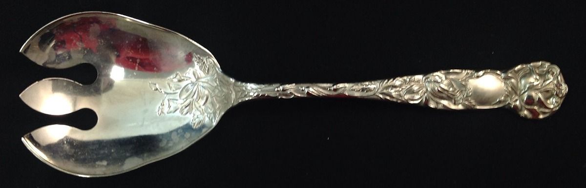 Bridal Rose (Silverplate) Solid Salad Serving Fork by Towle Silver-1