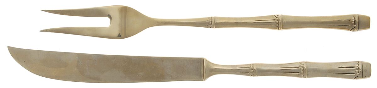 Royal Bamboo (Bronzeware) Large 2-Piece Roast Carving Set w/Stainless Blade by Thai Bronzewares Mfr-1