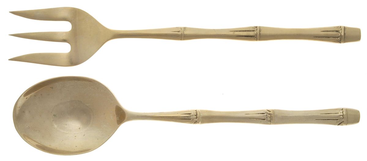 Royal Bamboo (Bronzeware) (2 Pc) Solid Salad Set by Thai Bronzewares Mfr-1