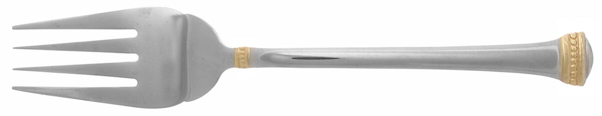 Classique Bead Gold Accent (Stainless) Medium Solid Cold Meat Serving Fork by Towle Silver-1