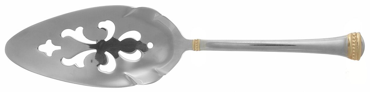 Classique Bead Gold Accent (Stainless) Pierced All Stainless Pie Server by Towle Silver-1