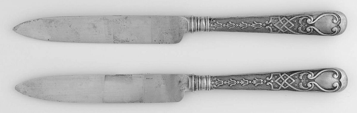 TBY1 (Sterling) Set of 2 Sterling Blade Hollow Handle Fruit Knife by Thomas Bradbury&Sons-1