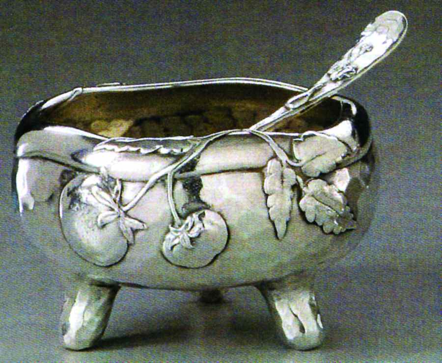 Lap-Over-Edge, Hollowware Open Master Salt with Spoon by Tiffany & CO SILVER-1