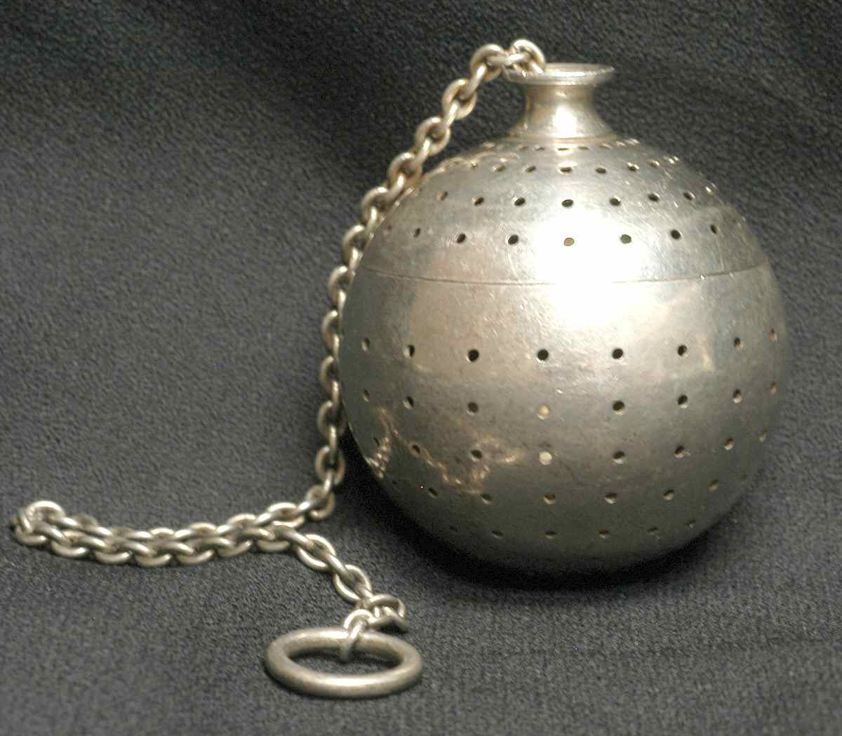 11957 (Sterling, Hollowware) Tea Ball with Chain by Tiffany & CO SILVER-1