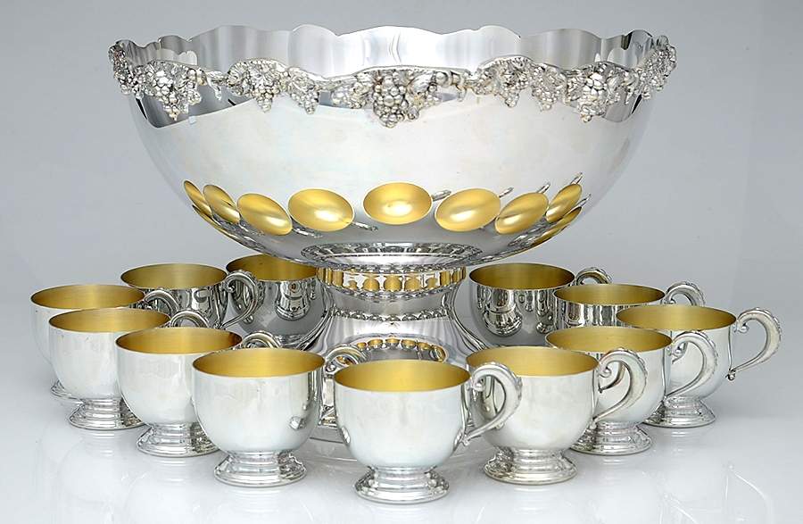 Margaux (Silverplate Hollowware) Punch Set (Bowl and 12 Cups) by Towle Silver-1