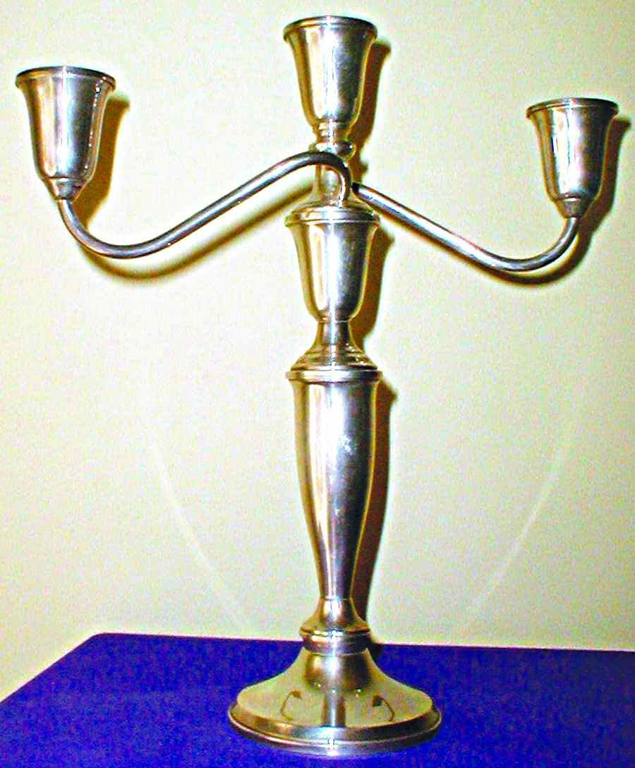 Craftsman (Sterling, 1932, Hollowware) 11" Weighted 3 Light Candelabra by Towle Silver-1