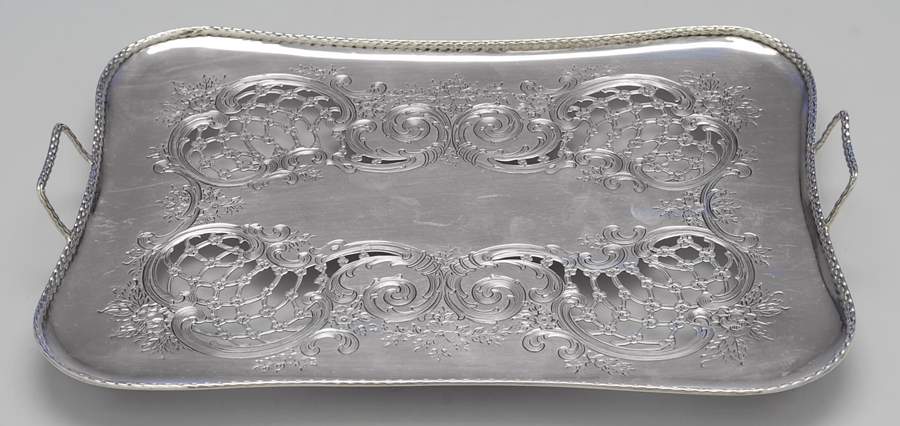 Chrysanthemum (Str, 1880, Hlw, 925-1000, Flrs&Buds) Strainer for Asparagus Serving Tray by Tiffany & CO SILVER-1