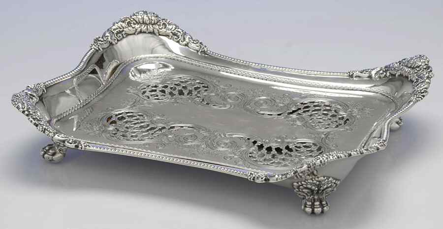 Chrysanthemum (Str, 1880, Hlw, 925-1000, Flrs&Buds) (2 Pc)  Asparagus Serving Tray & Strainer by Tiffany & CO SILVER-1