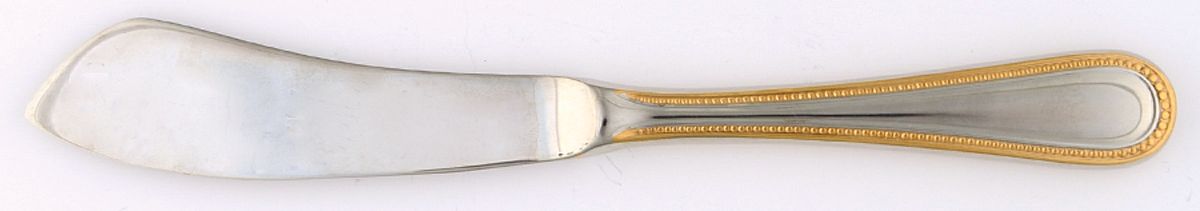 Beaded Antique Gold (Stnl, Gold Accent, Korea, Satin) Hollow Handle Master Butter Knife by Towle Silver-1