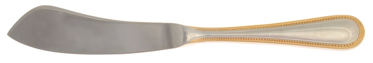 Beaded Antique Gold (Stnl, Gold Accent, Korea, Satin) Flat Handle Master Butter Knife by Towle Silver-1
