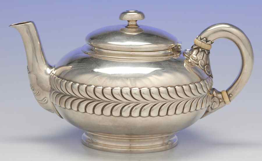 Wave Edge (Sterling, 1884, Laurel, Hollowware) Tea Pot by Tiffany & CO SILVER-1