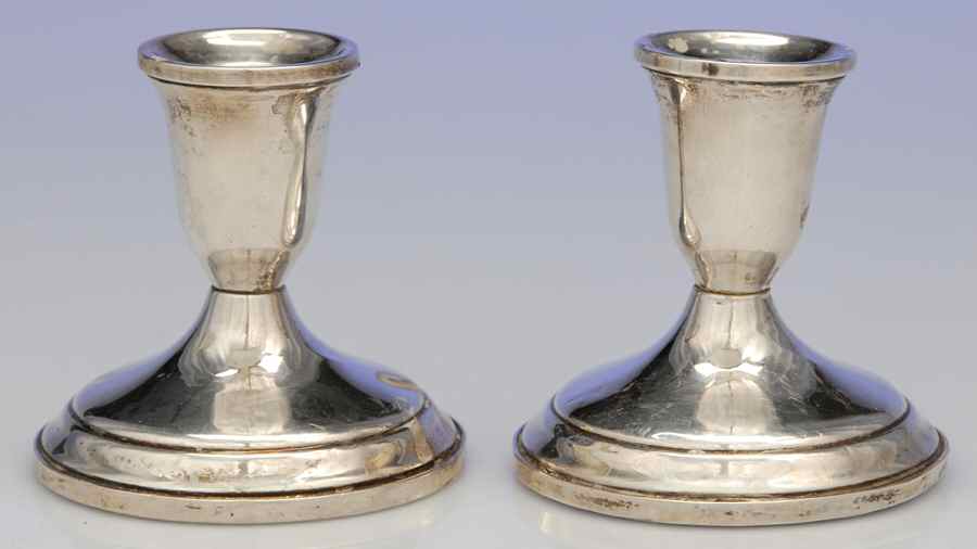 700 (Sterling, Hollowware) Pair of Weighted Candleholders by Towle Silver-1