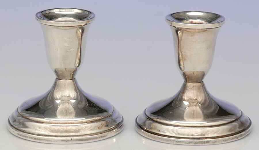 701 (Sterling, Hollowware) Pair of Weighted Candleholders by Towle Silver-1