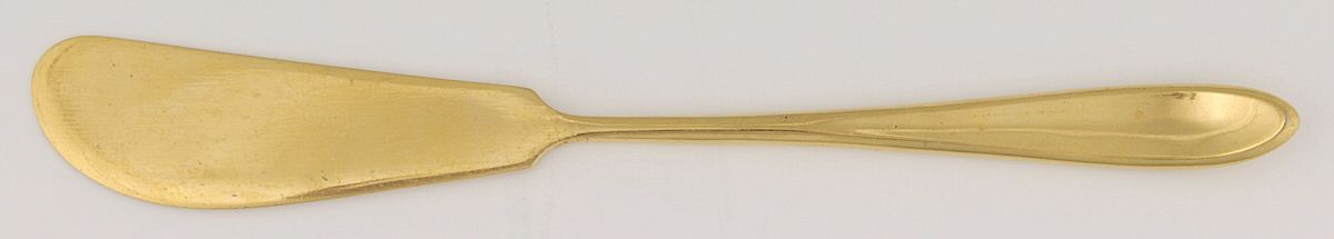 Gold Exeter (Gold Electroplate) Flat Handle Butter Spreader by Towle Silver-1
