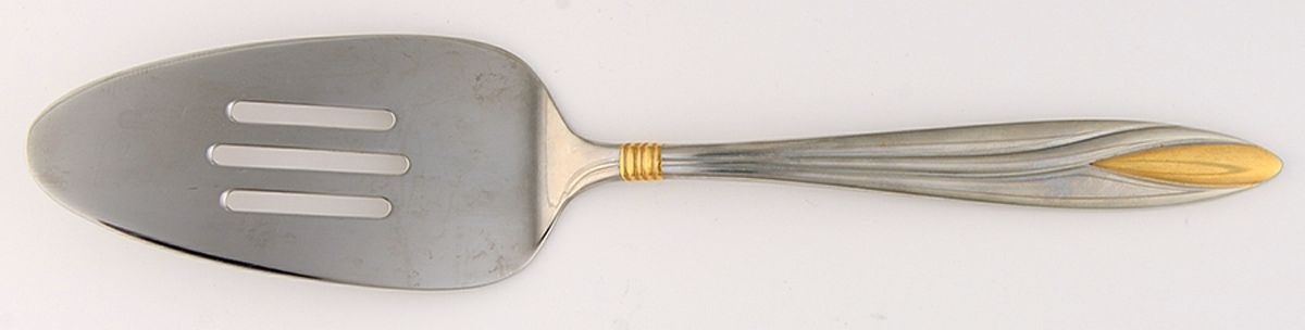 Savvy (Stainless, Gold Accent) Pierced All Stainless Pie Server by Towle Silver-1