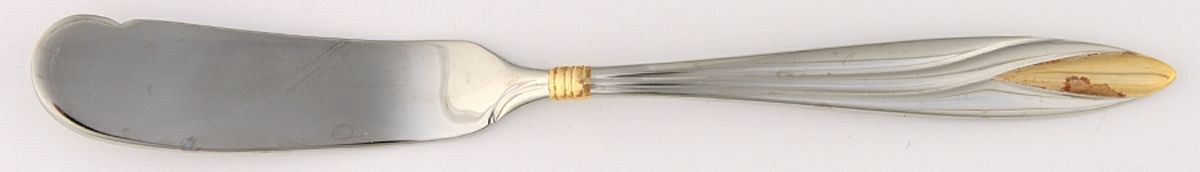 Savvy (Stainless, Gold Accent) Flat Handle Butter Spreader by Towle Silver-1