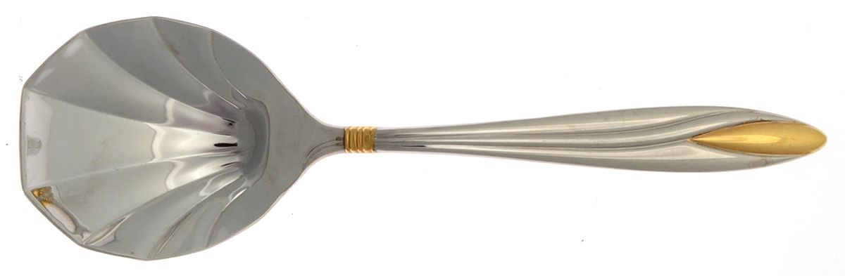 Savvy (Stainless, Gold Accent) Solid Serving Spoon by Towle Silver-1