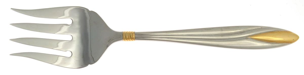 Savvy (Stainless, Gold Accent) Solid Serving Fork by Towle Silver-1