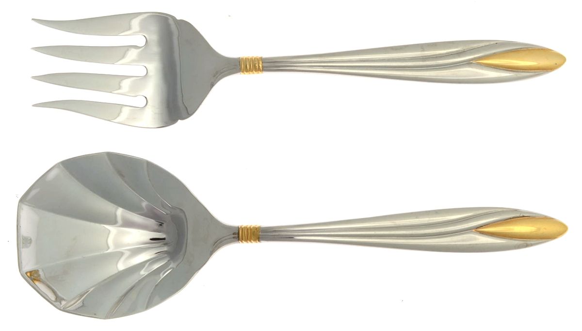 Savvy (Stainless, Gold Accent) Solid Serving Set by Towle Silver-1