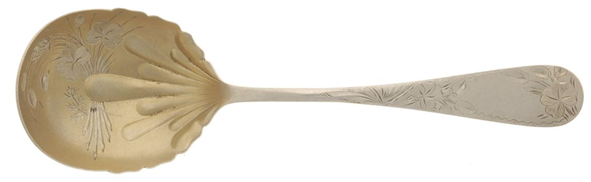 TWS408 (Sterling, 1887) Bright Cut Preserve Spoon by Towle Silver-1