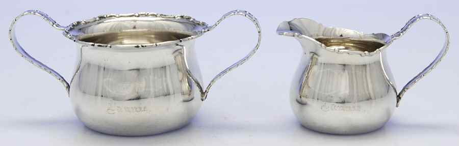 2460 (Sterling, Hollowware) Mini Creamer and Open Sugar Set by Towle Silver-1