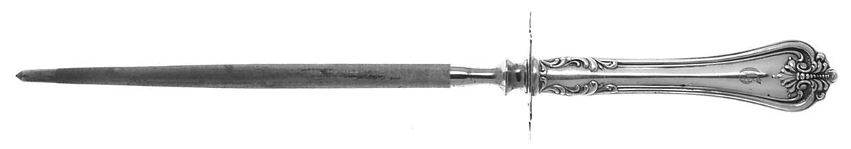 Richmond (Sterling, 1901, Monograms) Large Knife Sharpener-Steel Rod w/Sterling Guard by Towle Silver-1
