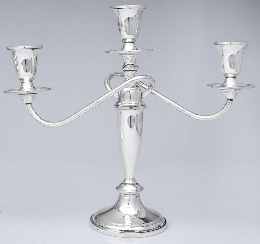730 (Sterling, Hollowware) 3 Light Candelabra Weighted w/Drip Cups by Towle Silver-1