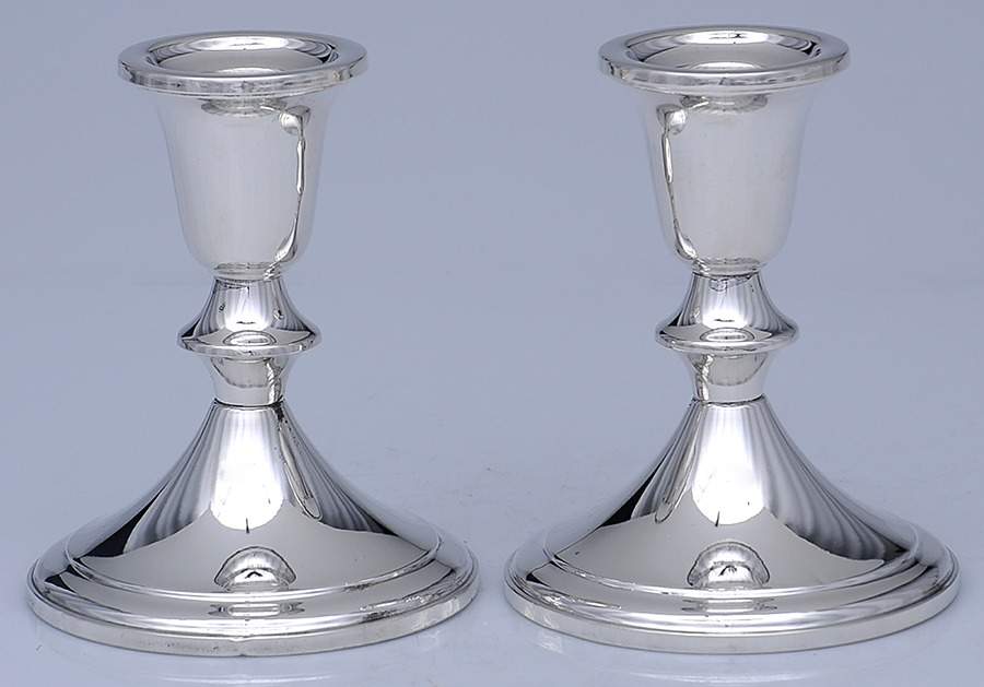 730 (Sterling, Hollowware) Pair of Weighted Candleholders by Towle Silver-1
