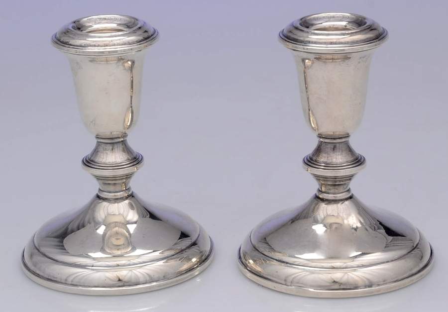730 (Sterling, Hollowware) Pair of Weighted Candleholders by Towle Silver-1