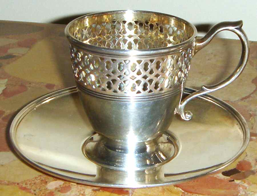 18705 (Sterling, Hollowware) Sterling Demitasse Cup and Saucer by Tiffany & CO SILVER-1