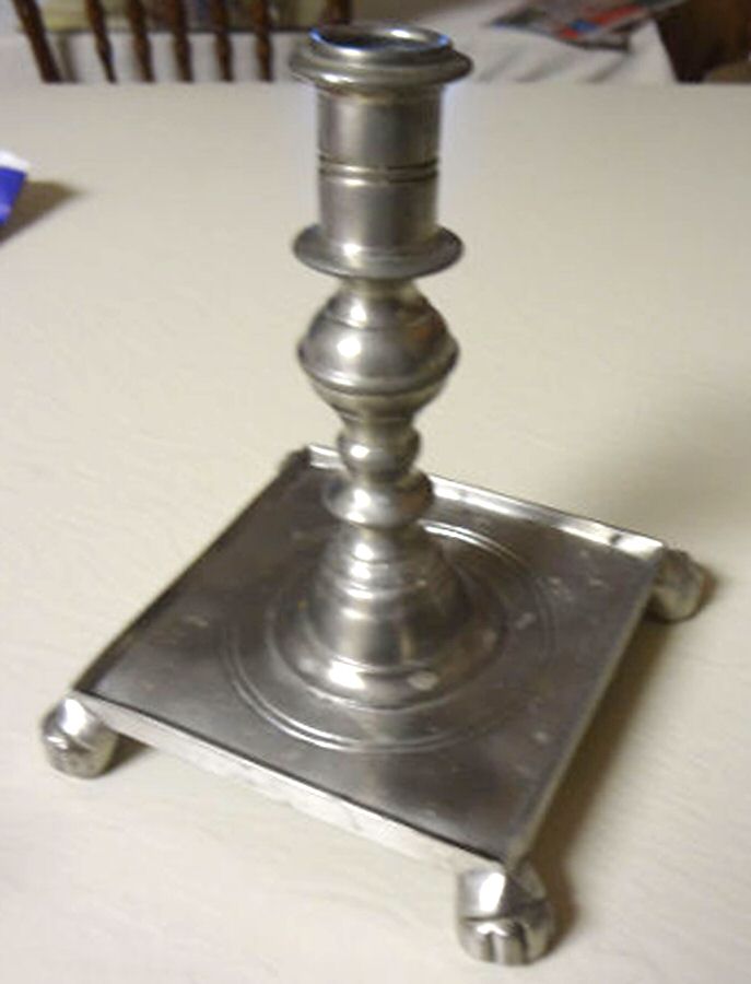 Newburyport (Pewter, Hollowware) Medium Square-Base Candlestick by Towle Silver-1