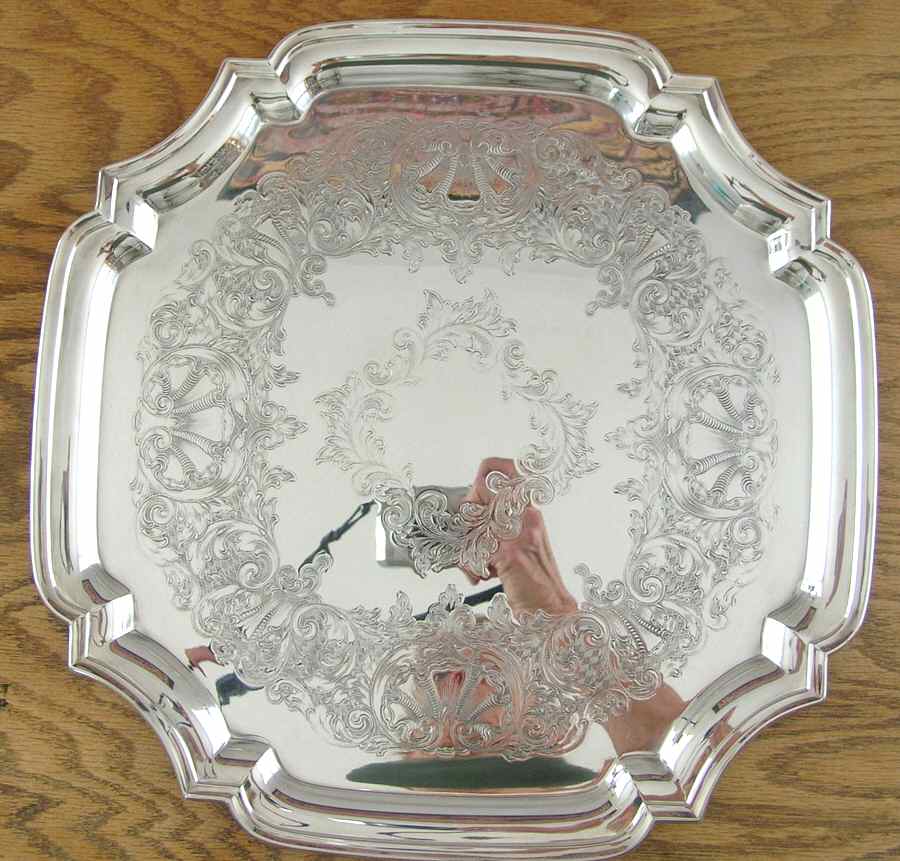 4057 (Silverplate, Hollowware) 13" Square Tray by Towle Silver-1