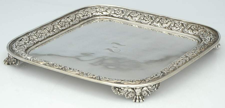 5362 (Sterling, Hollowware) 4 Toed Square Salver by Tiffany & CO SILVER-1