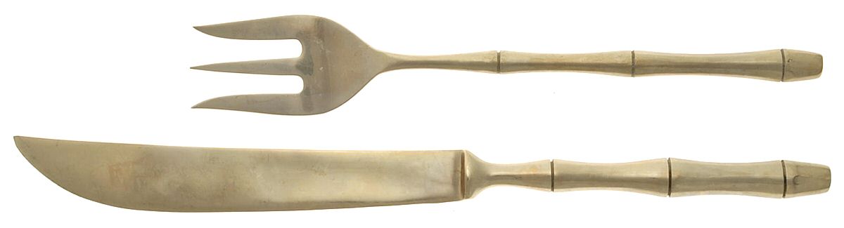 TBM1 (Bronzeware) Large 2-Piece Roast Carving Set, Solid Piece by Thai Bronzewares Mfr-1